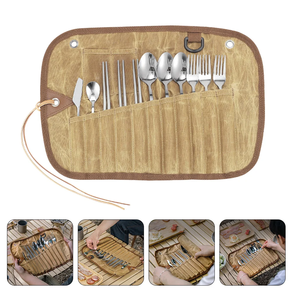 

1 Set of Stainless Steel Camp Utensils Camping Travel Utensils Multi-function Utensil Set