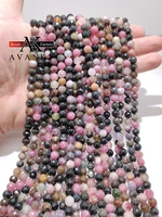 natural tourmaline round faceted loose gemstone beads fit diy bracelet necklace size 6mm 15 for jewelry making wholesale