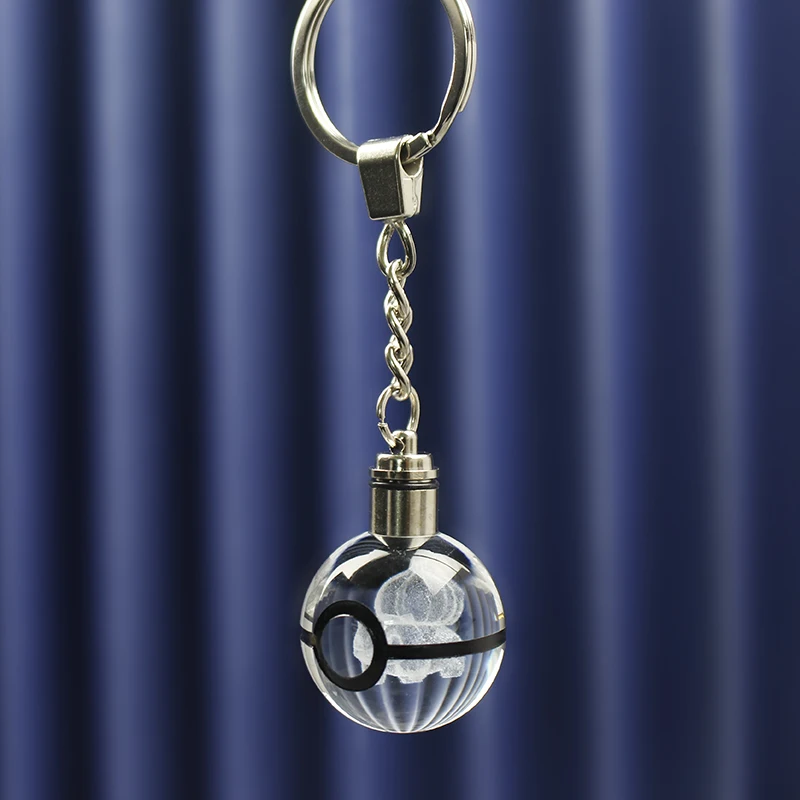 

Exquisite Gifts Crystal Ball Keychain Colorful LED Lamplight Keyring Anime Character Model Birthday Gift for Kids Home Decor