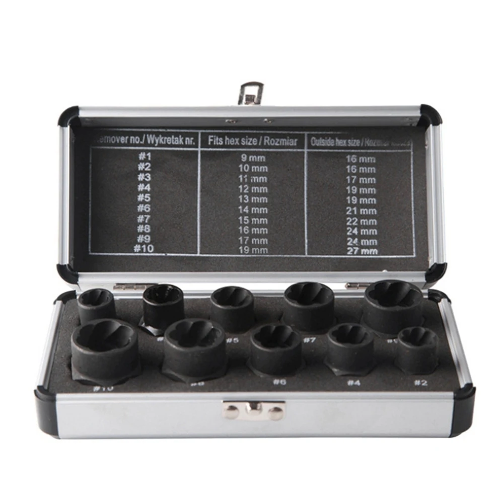 10 шт. инструмент для удаления поврежденных гаек 9-19 мм набор инструментов