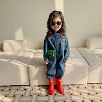 2022 new spring kids clothing baby toddler loose jumpsuit pants children denim overalls girls casual jeans boys rompers 1 7years