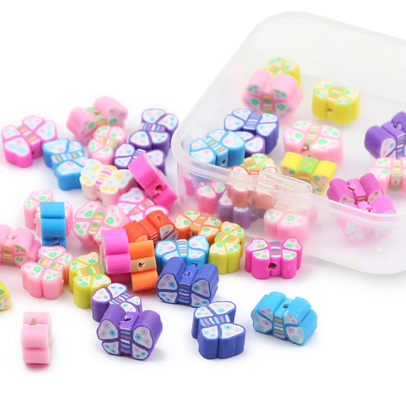 

DIY Kit Set Box 50pcs Butterfly Polymer Clay Spacer Loose Beads For Jewelry Making Bracelets Necklace Children Toys Accessories