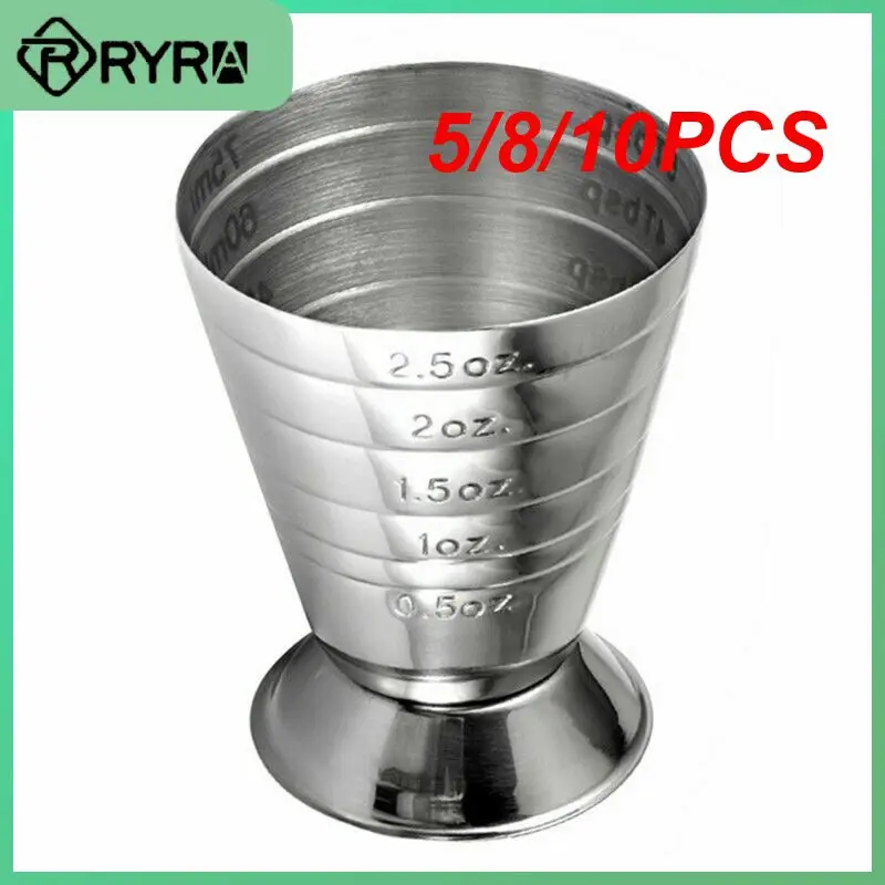 

5/8/10PCS Universal Ounce Cup Stainless Steel Graduated Measuring Ring Measuring Cup Cocktail Glass 304
