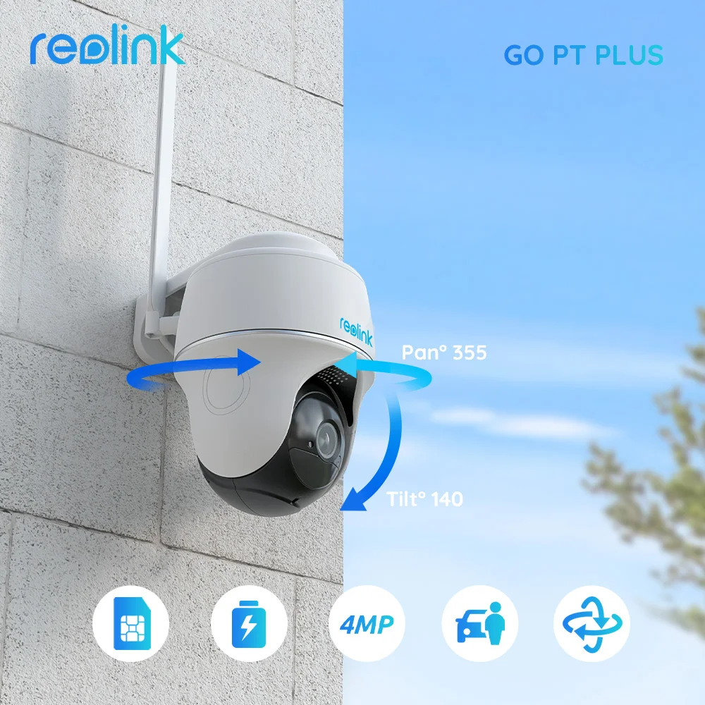 

Reolink GO PT Plus 4MP Battery 4G Sim Card Network Camera Wild Video Surveillance IP Cam LTE Pan&Tilt Human Car Detection