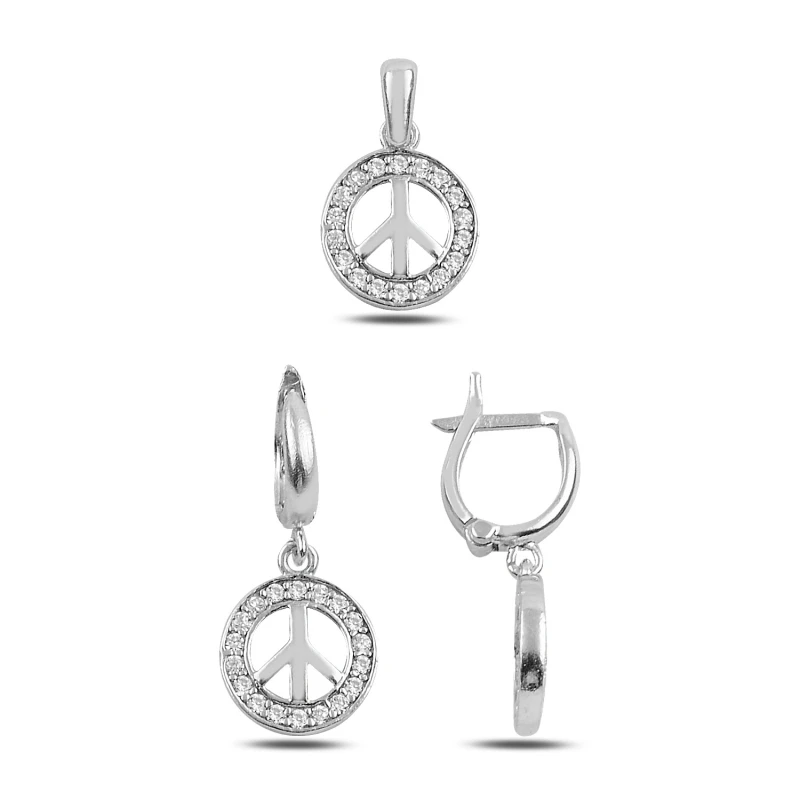 

Silver 925 Sterling Zircon Peace Mark Set