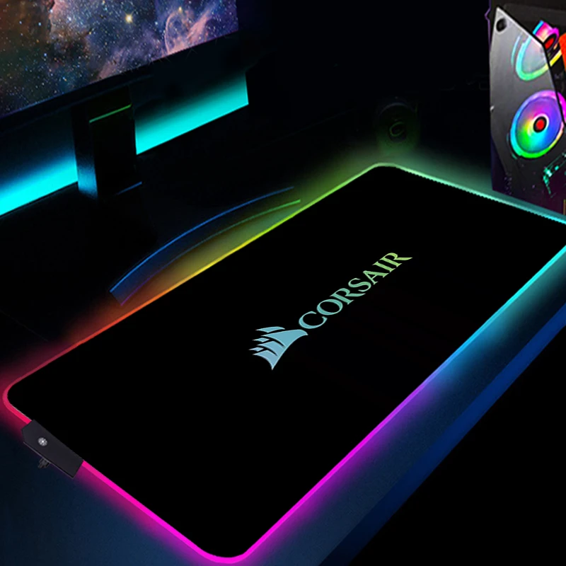Большой игровой коврик для мыши RGB компьютеры Corsair Kawaii светодиодный аниме