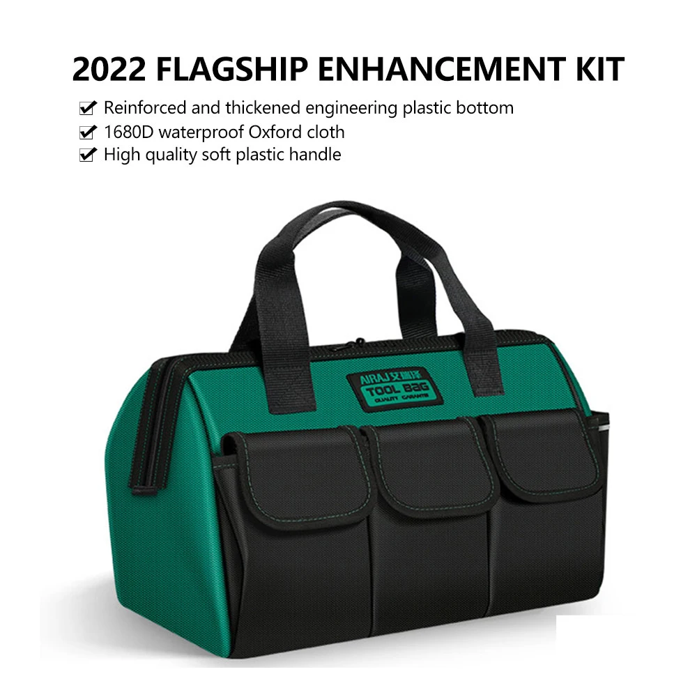 New Electrician Bag Tool Organizers Portable Multi Pocket Waterproof Tool Kit Function Tool Bag 1680D Oxford Cloth Bag，Multi-Poc