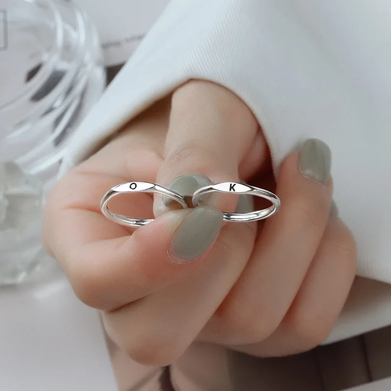 

Minimalist Romantic Initial Letter Couple Rings For Women Fashion A-Z Letter Finger Rings Tiny Aesthetic Wedding Jewelry Gifts