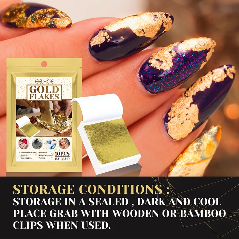 

10 шт., декоративные листья из фольги под золото и серебро