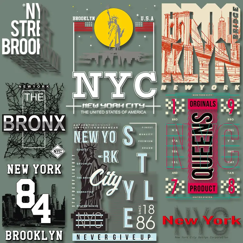 

New York City Brooklyn Vinyl Sticker For Clothes heart iron on patch Washable firm and fadeless stickers