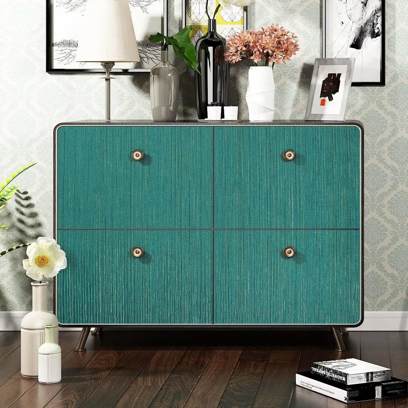 samoprzylepny papier kontaktowy z tkaniny do szafek usuwalna tapeta na ściany sypialni odklejana i przyklejana teksturowana niebieska