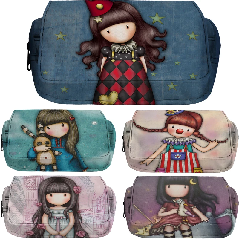 

Santoro Gorjuss Pencil Case Oxford Makeup Box Students Cartoon Gorjuss Girl School Stationery Bag Double Layer Pencil Bag Pouch