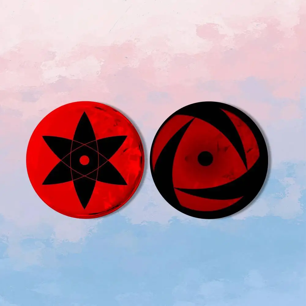 Фото Набор из 2 значков S-Sharingan Eyes для рюкзаков и курток, круглые мультяшные броши, акриловые значки-пуговицы, коллекционные подарки №5