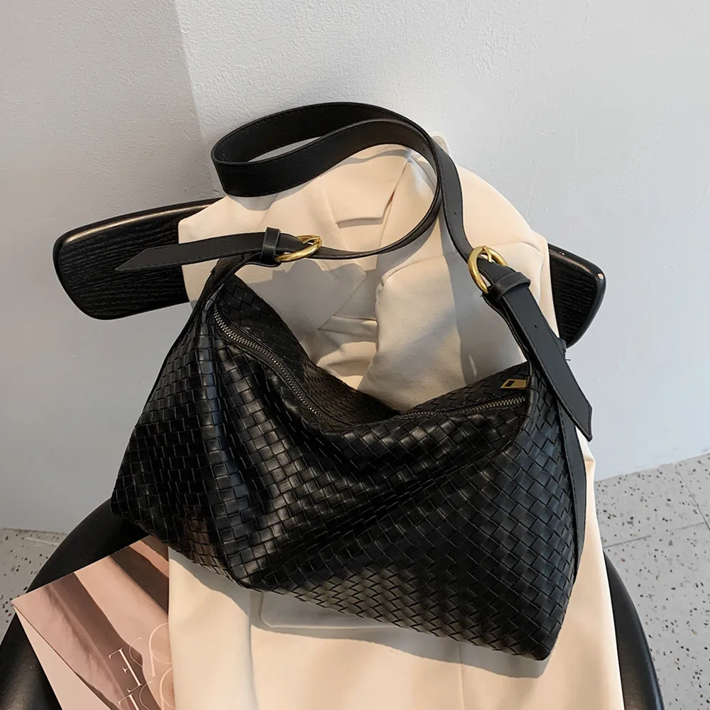 

Burminsa Woven Pattern Hobo Shoulder Bags For Women 2022 Winter Vintage Designer Large Capacity Crossbody Purse Ladies Handbags