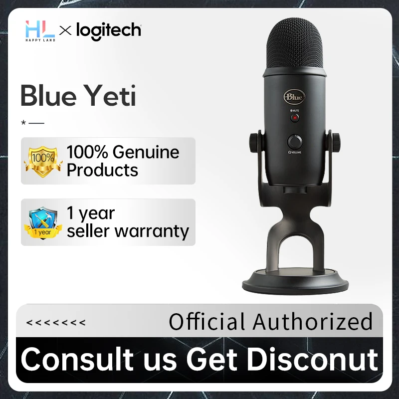 

Logitech Blue Yeti Used Second-hand USB Microphone for Recording and Streaming 4 Pick up Mode For PC and Mac Live Microphones