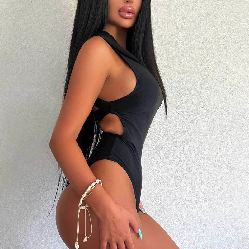 Лидер продаж Цельный купальник для женщин однотонное бикини с капюшоном и