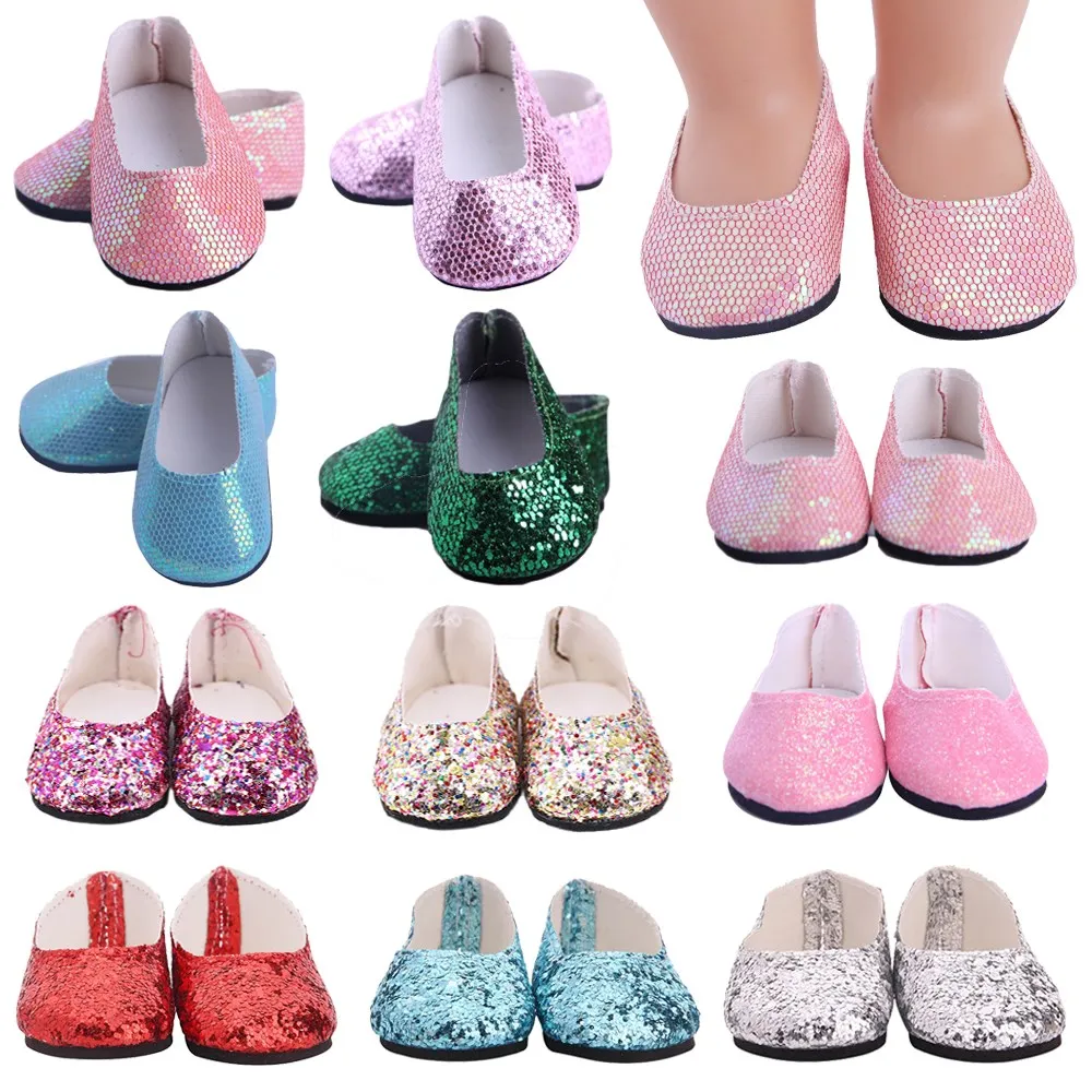 

7Cm Baby Sequins Doll Shoes Promotions Fit 18 Inch American Doll&43cm Baby New Born Zaps Doll Clothes Accessories Girls Toy