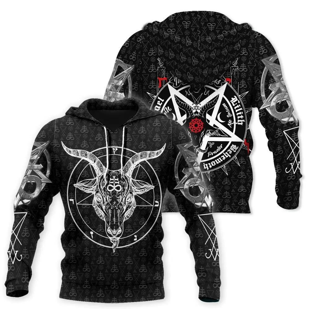 

Забавный Повседневный пуловер на заказ с рисунком сатаны, дьявола, призрака, готического черепа, новинка, модная уличная одежда, Мужская/Жен...