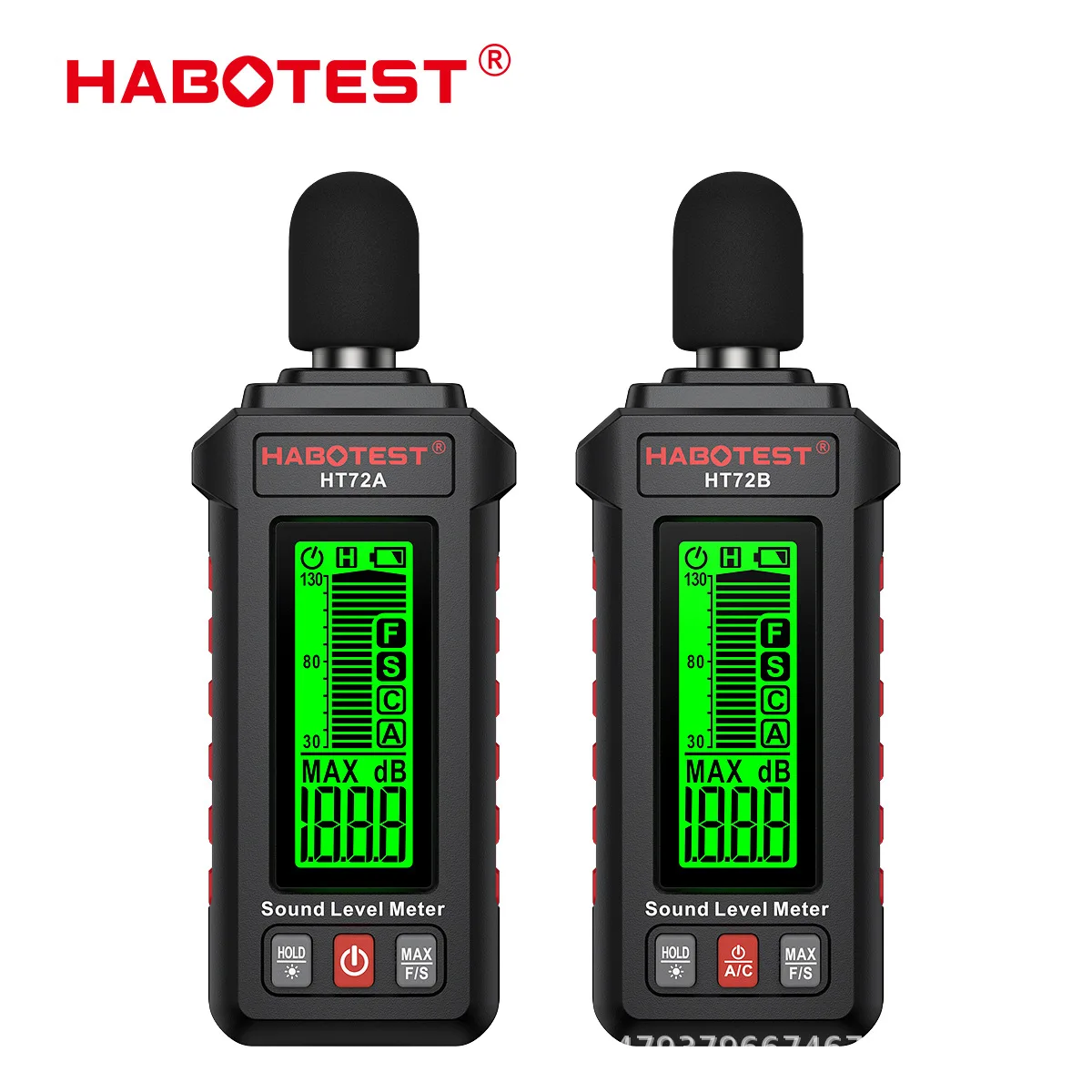 Фото Шумомер HABOTEST HT72A/B, измеритель уровня звука, портативный детектор шума, черно-красный, для трансграничной торговли №1