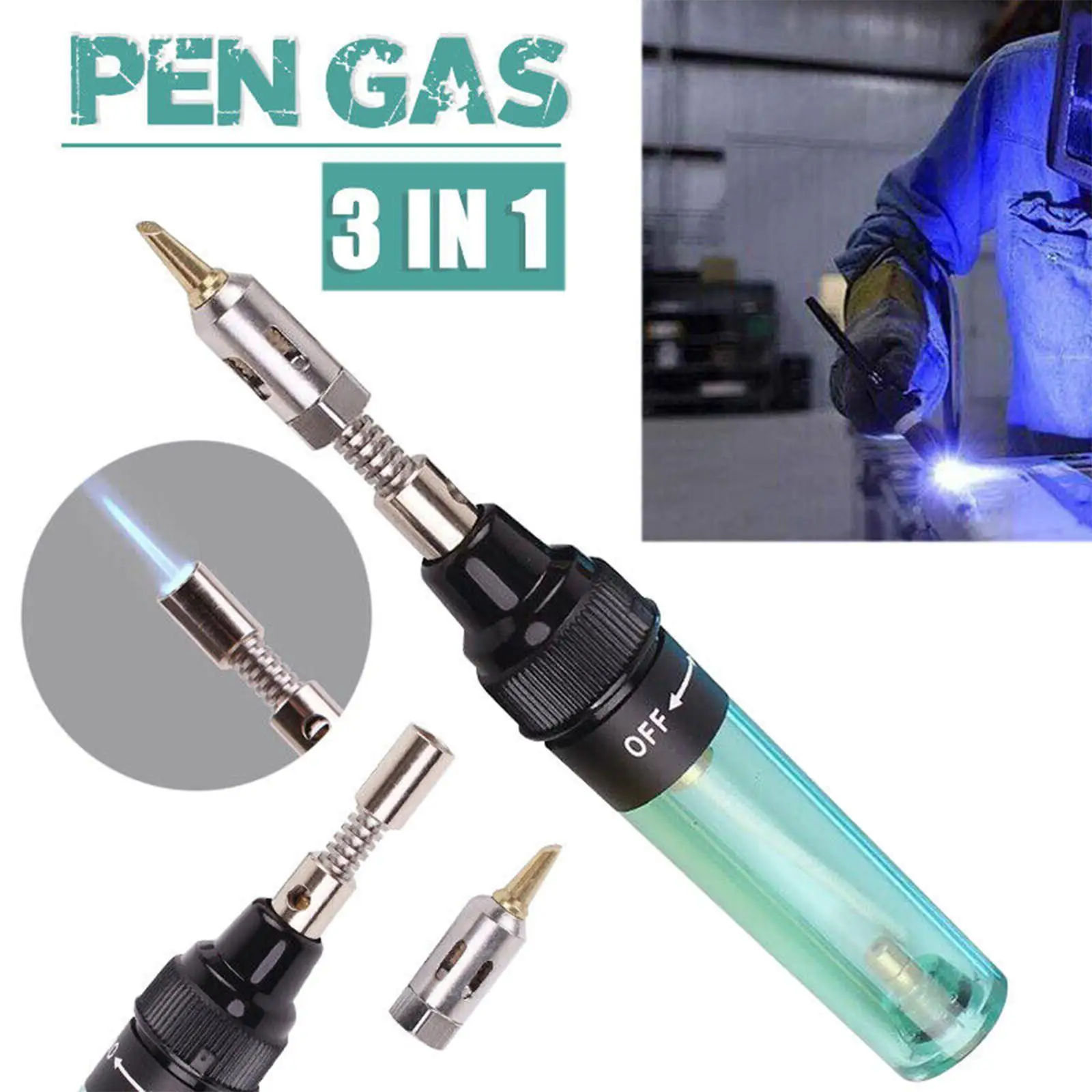 

3 in 1 1300 ℃ portable welding torch welding tool Soldering Iron Gas Blow Torch Gun Wireless Heating Tool Blow Pen