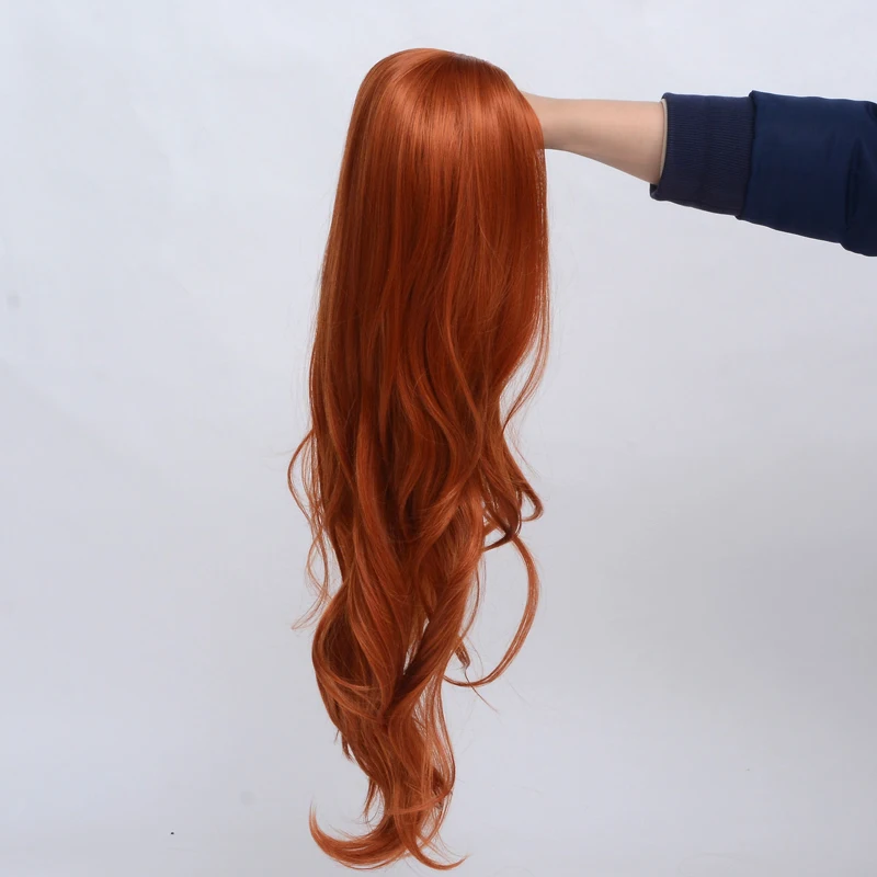 SuQ Synthetic Women's  Copper Red Wig Hair Synthetic Natural Cosplay Party Long Wave Middle Part Heat Resistant Daily Wigs