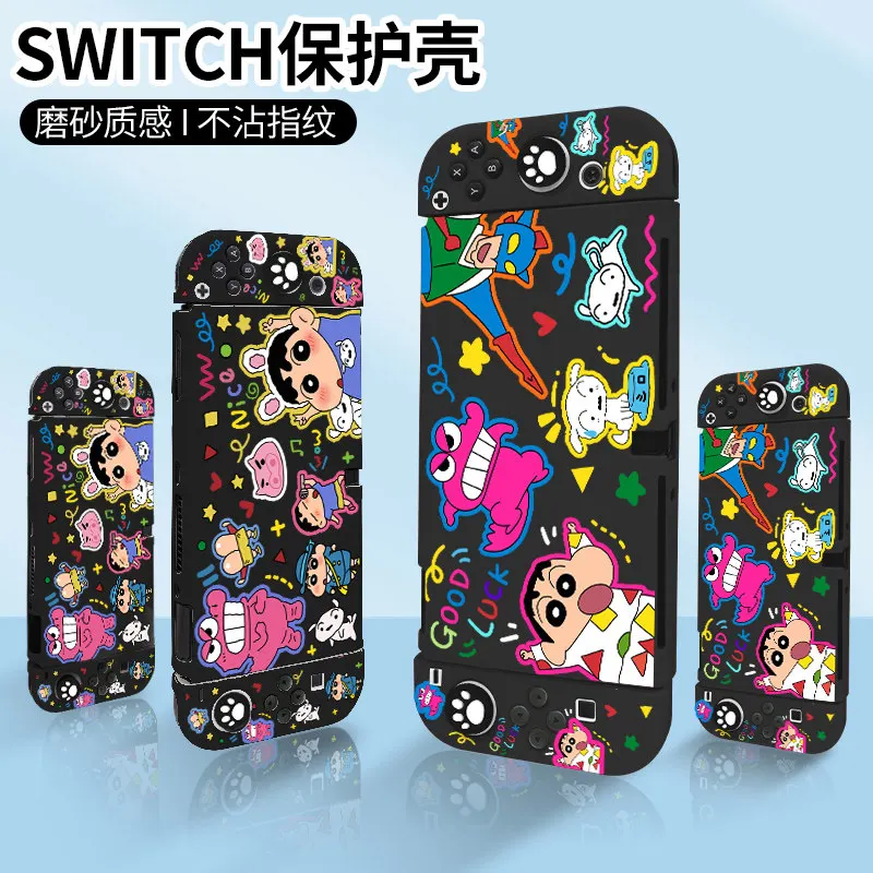 Фото Защитный чехол для Switch 2 с милым дизайном, мультяшным граффити и персонажем Шин-чан, настраиваемый, для OLED-версии NS, аниме-аксессуары для игр №4