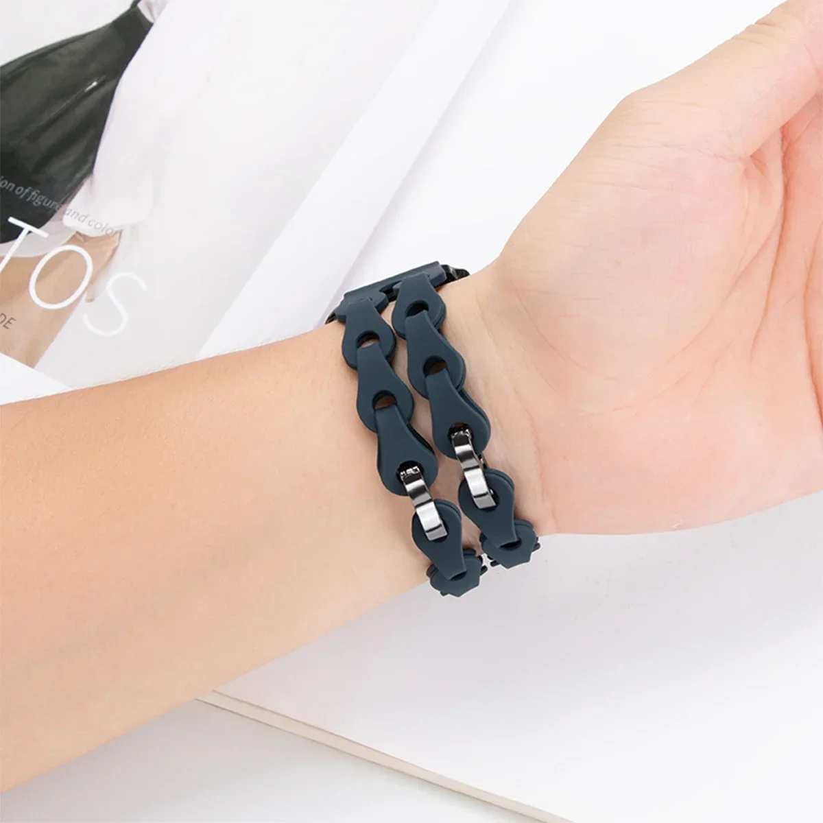 20mm 22mm Strap for Samsung Galaxy Watch 7 6 5 4 40mm 44mm 6 Classic 5Pro Silicone Chain Band for Huawei GT 5 4Pro 46mm Bracelet (art.: 3920cb86ca984) - 3920cb86ca984