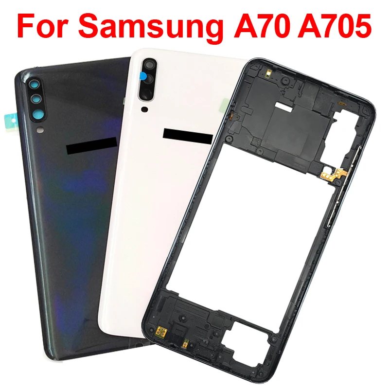 

For Samsung Galaxy A70 2019 A705 SM-A705F Middle Frame Plate Bezel A70 Battery Back Cover Rear Door With Camera Lens Replace