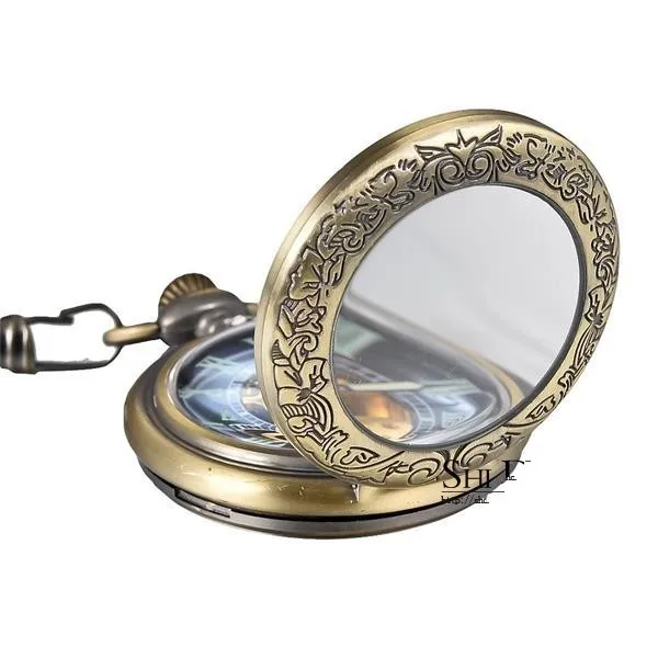 Luxury Mechanical Luminous Hands Pocket Watch for Men Women Skeleton Roman Numeral Dial Fob Chain Pendant Clock for Collection