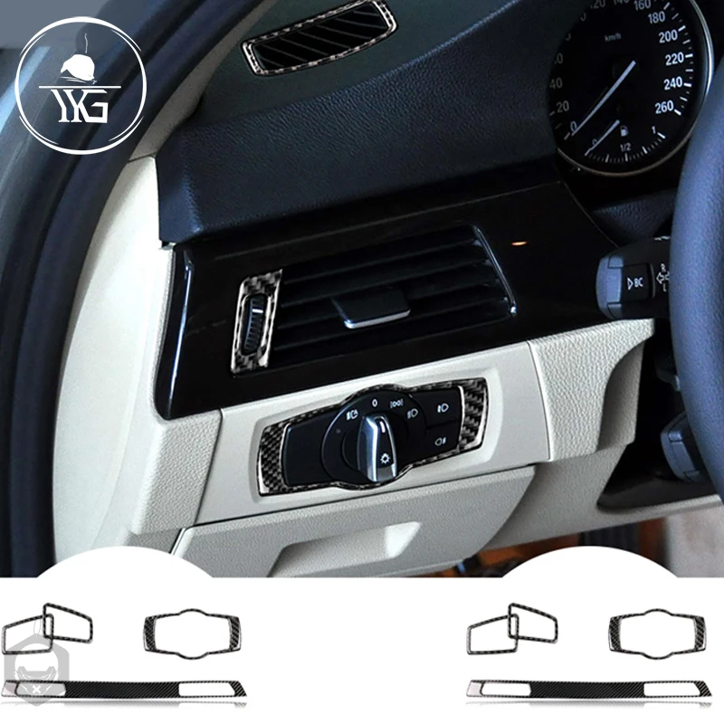 

For bmw e90 e92 3 Series Cup holder left drive Air outlet Headlight switch decoration carbon fiber stickers interior accessories