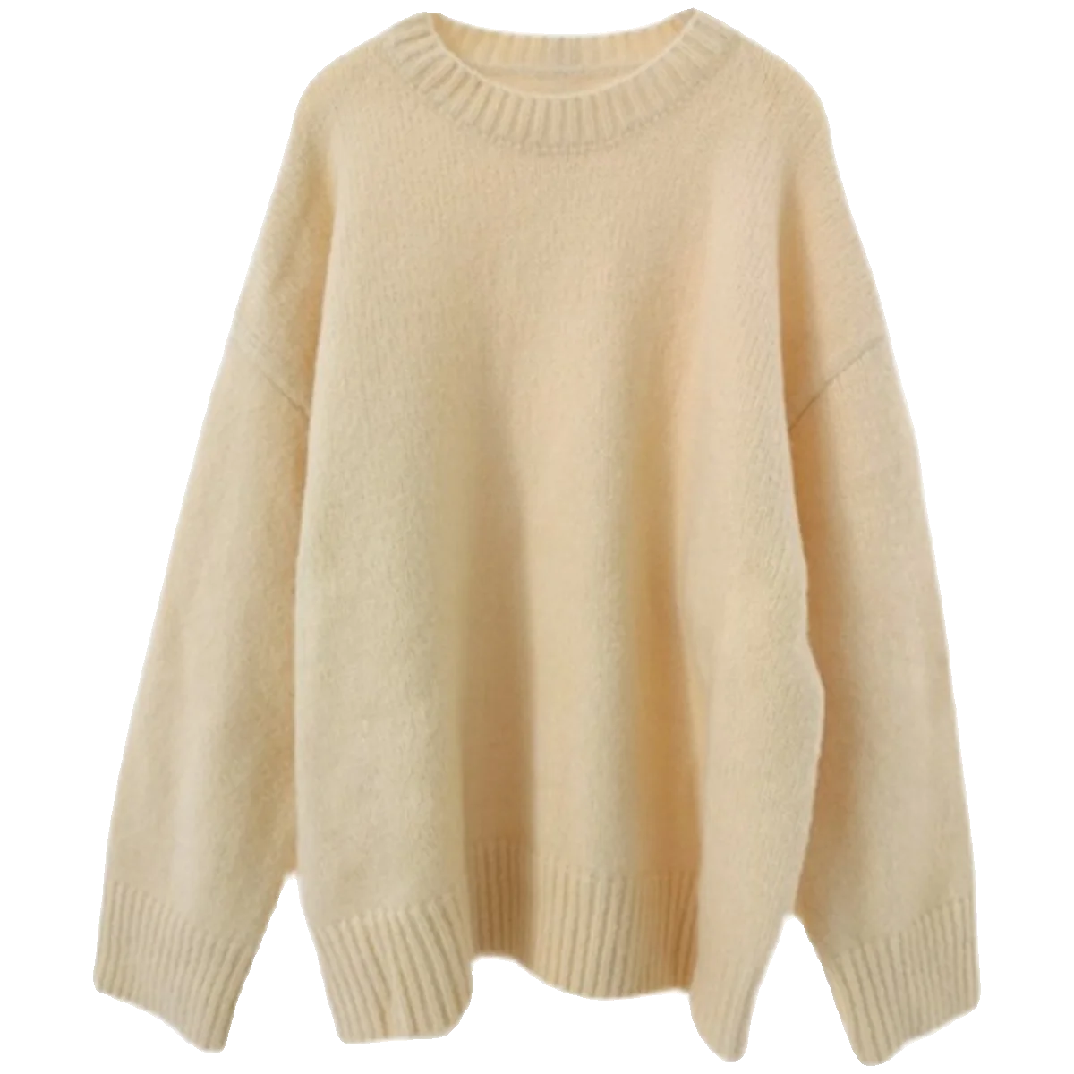 Gentle Wind Soft Custard Sweater Autumn and Winter 2024 Loose Lazy Outer Wear Fleece-lined Thick round Neck Knitted Top