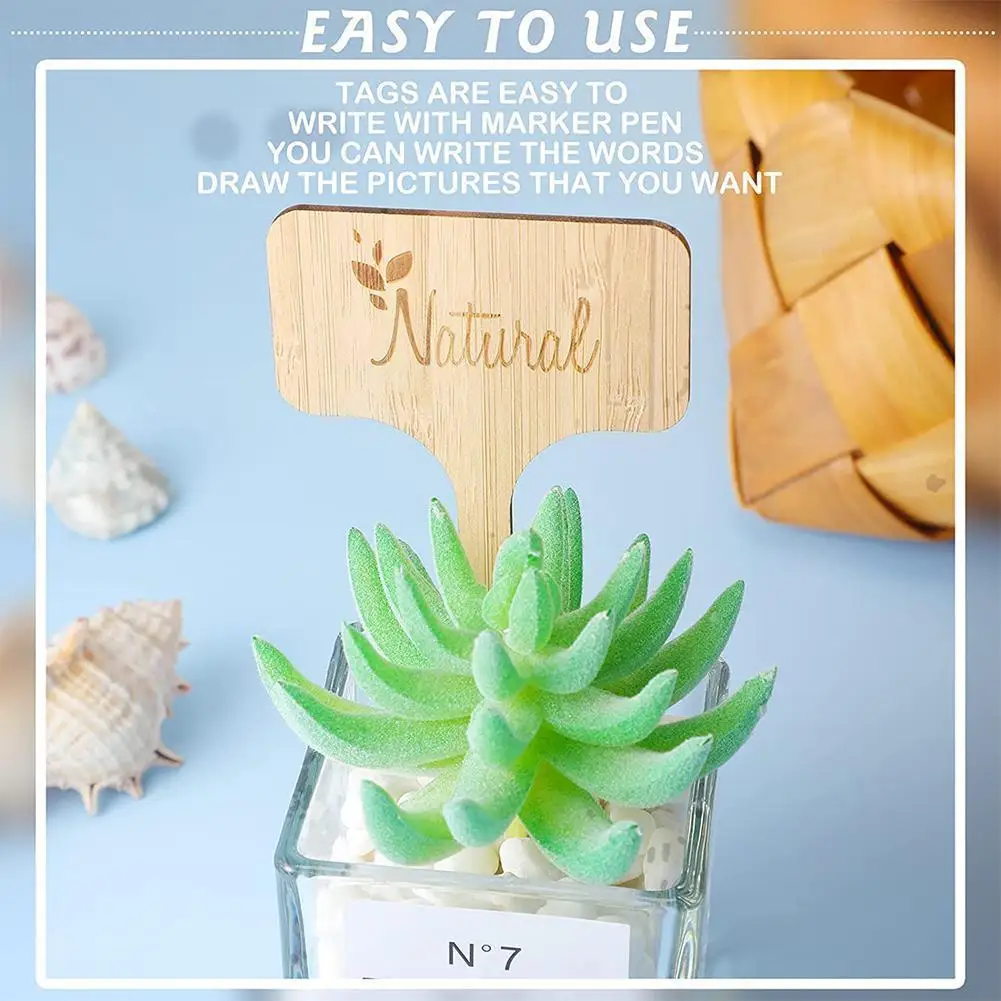 

25pcs T-type Bamboo Plant Labels Eco-friendly Wooden Plant Sign Tags Garden Markers For Bonsai Seed Potted Herbs Flowers To I4s2