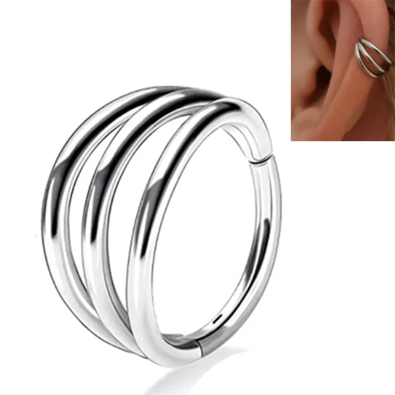 

ASTM F136 Titanium Nose Ring three half ring design Hinged Segment Clicker Hoop Ear Cartilage Lip Rings Earring Piercing Jewelry