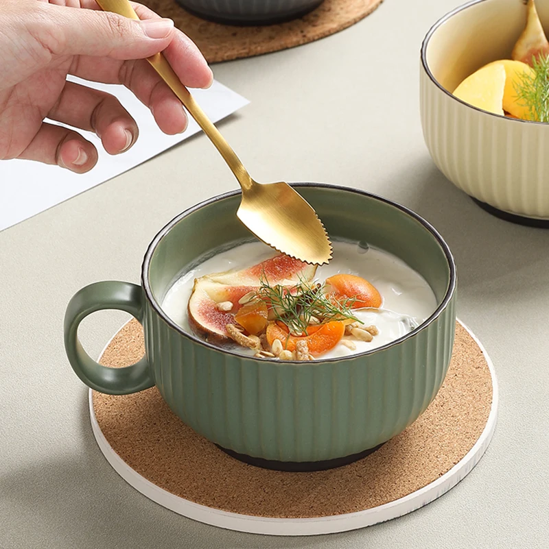 

1PC Nordic Style Retro Ceramic Large Capacity Breakfast Oatmeal Mug Tea Water Cups Household Tableware Set