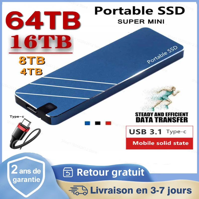 

2022 Mini Portable SSD Type-C/USB3.1 External Mobile Solid State Drive High Speed 4TB 8TB 16TB Hard Drive Laptop Hard Drive