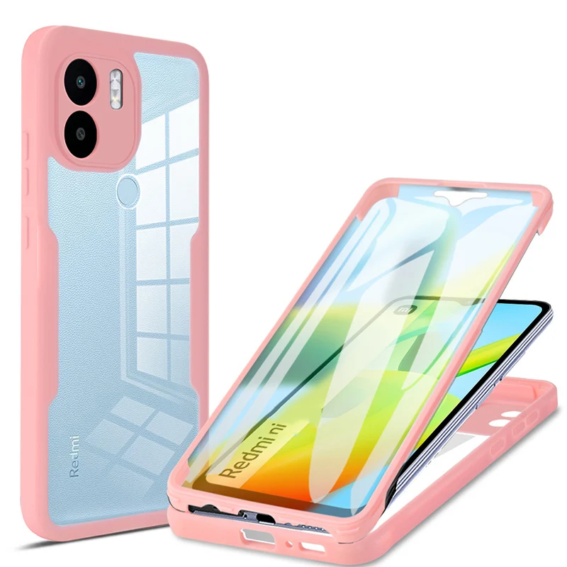 Чехол для телефона 360 Full Body Redmi A1 Plus A2 A3 K40 K50 K60 Ultra K70 Pro K70E Двусторонний прозрачный