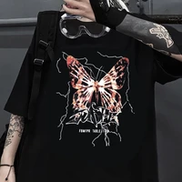 men and women cotton tshirts harajuku butterfly print y2k tops aesthetic vintage t shirts femme korean style oversized tshirt