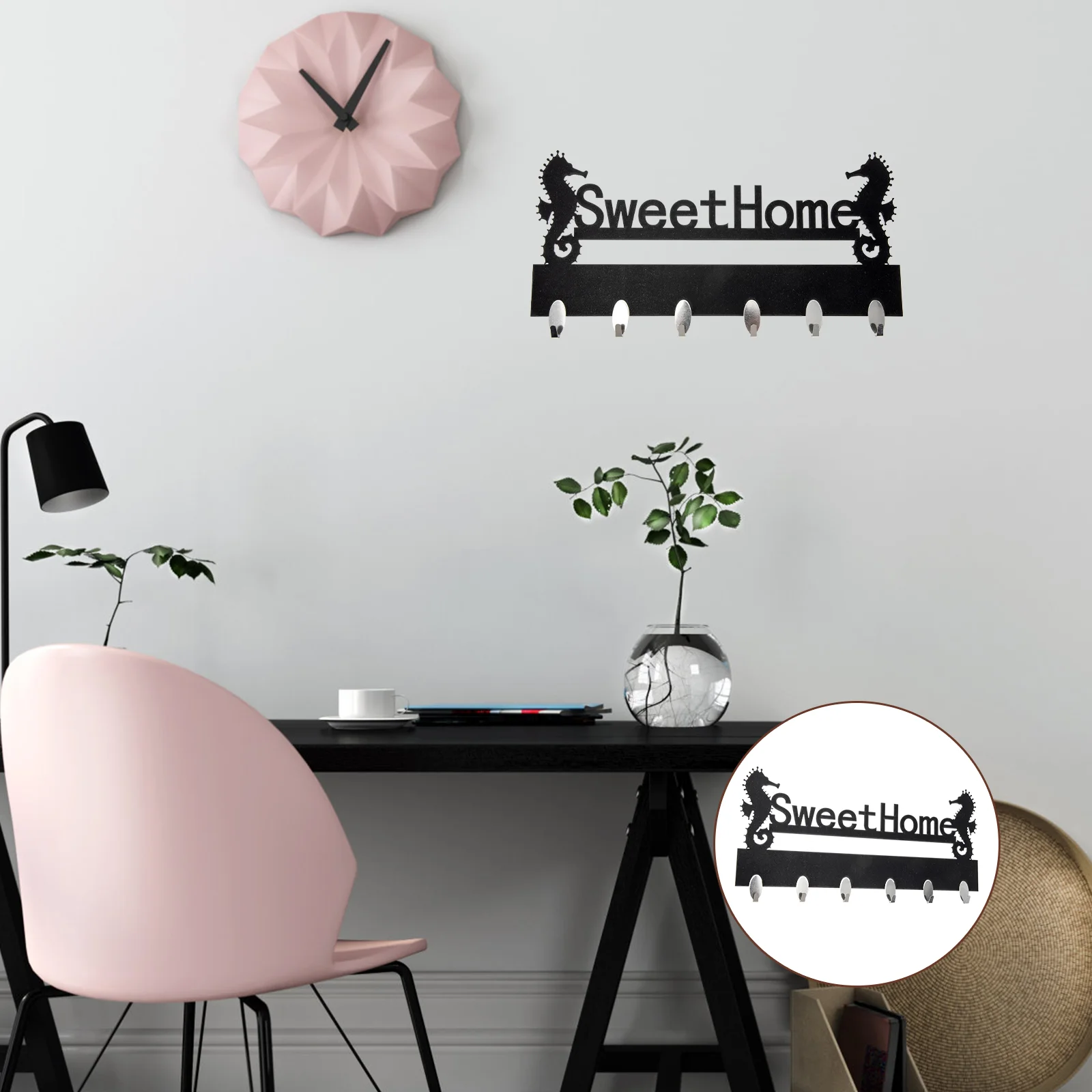 

Wall Key Hook Holder Hooks Entryway Towelhanger Organizermail Metal Bathroom Cutout Letters Vintage Decorative Coat Door Mounted
