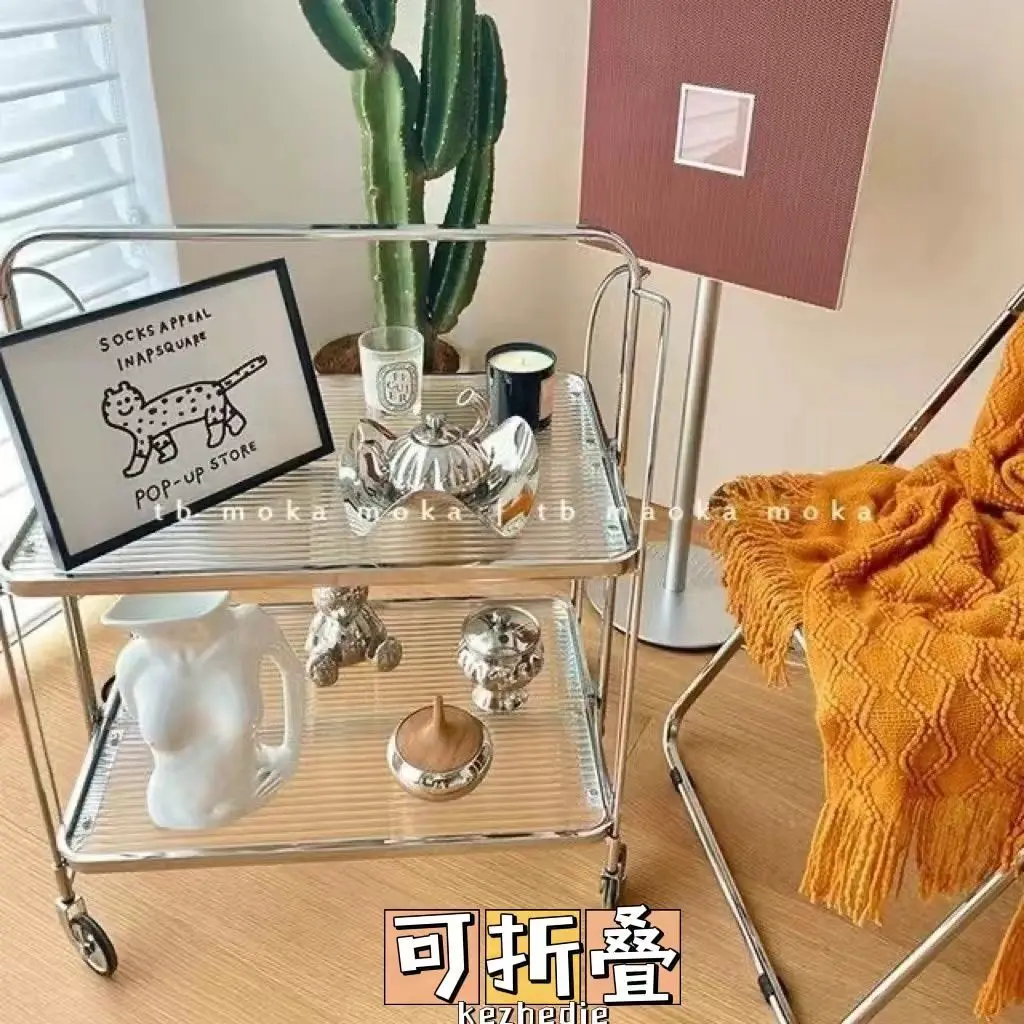 Прозрачная стеклянная обеденная тележка для дома