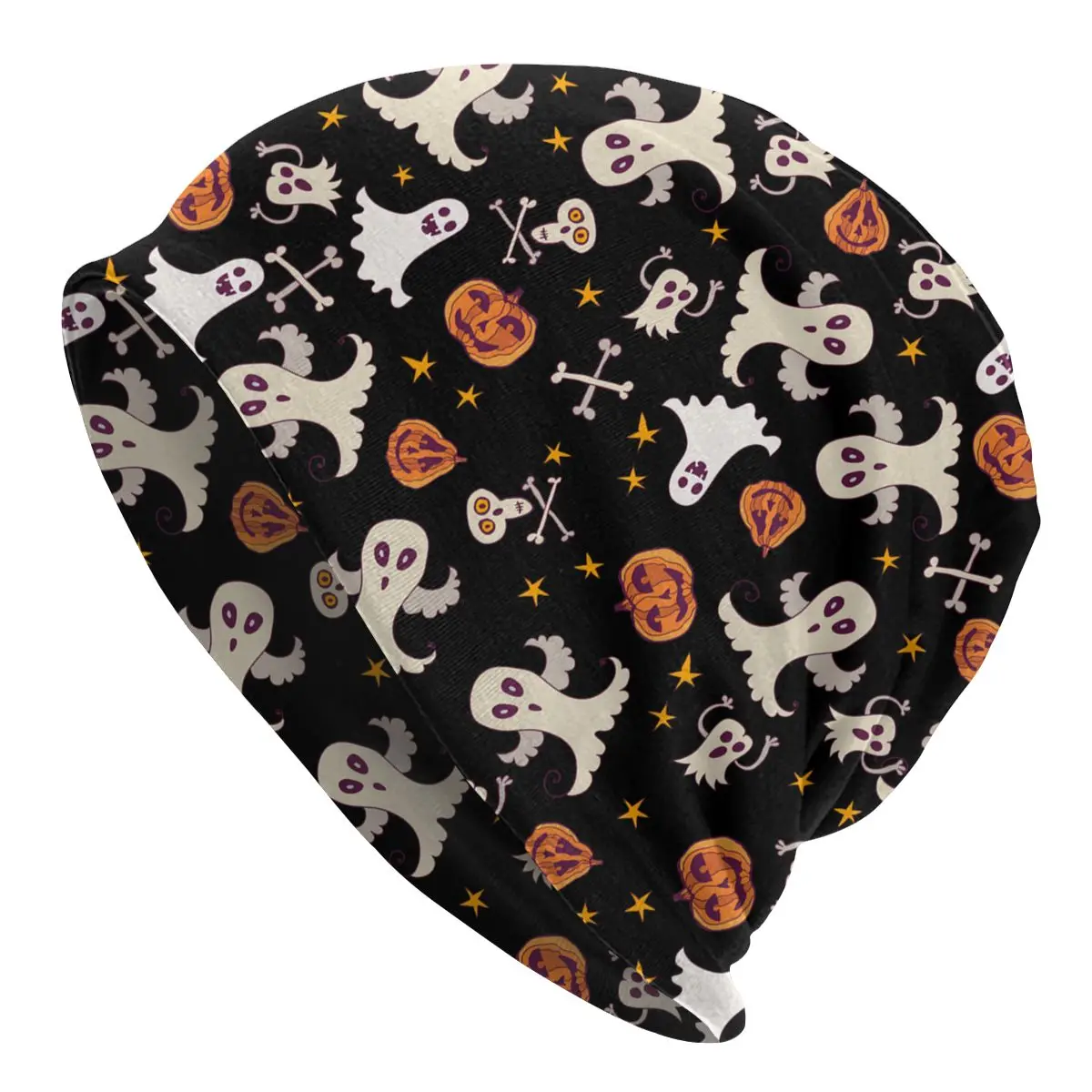 

Halloween Horror Ghost Pumpkin Pattern Skullies Beanies Women Men Winter Warm Slouchy Beanie Hat Knitting Bonnet Cap for Ski