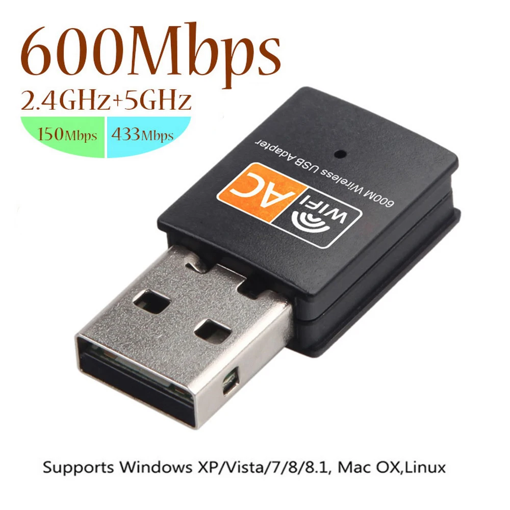 

200 шт., USB Wi-Fi адаптер 600 Мбит/с, 2,4 ГГц + 5 ГГц