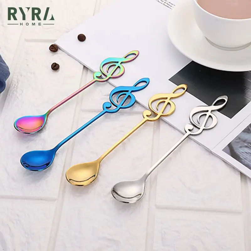 

7 Colours Tea Coffee Spoon Spoon Long Handle Dessert Stainless Steel Vintage Teaspoons Drink Tableware Flowers Design Gadget