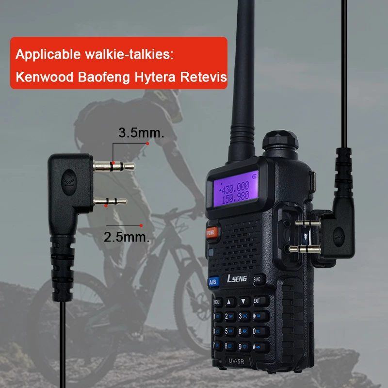 LSENG Walkie Talkie Helmet Headset K Plug 2 Pin PTT Motorcycle Headphone For Kenwood Baofeng UV5R BF888S RETEVIS Two Way Radio