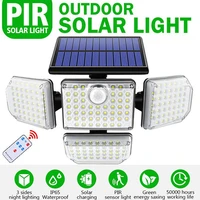 solar lights outdoor 182141 led wall lamp with adjustable 4 heads security flood light remote control lighting ip65 waterproof
