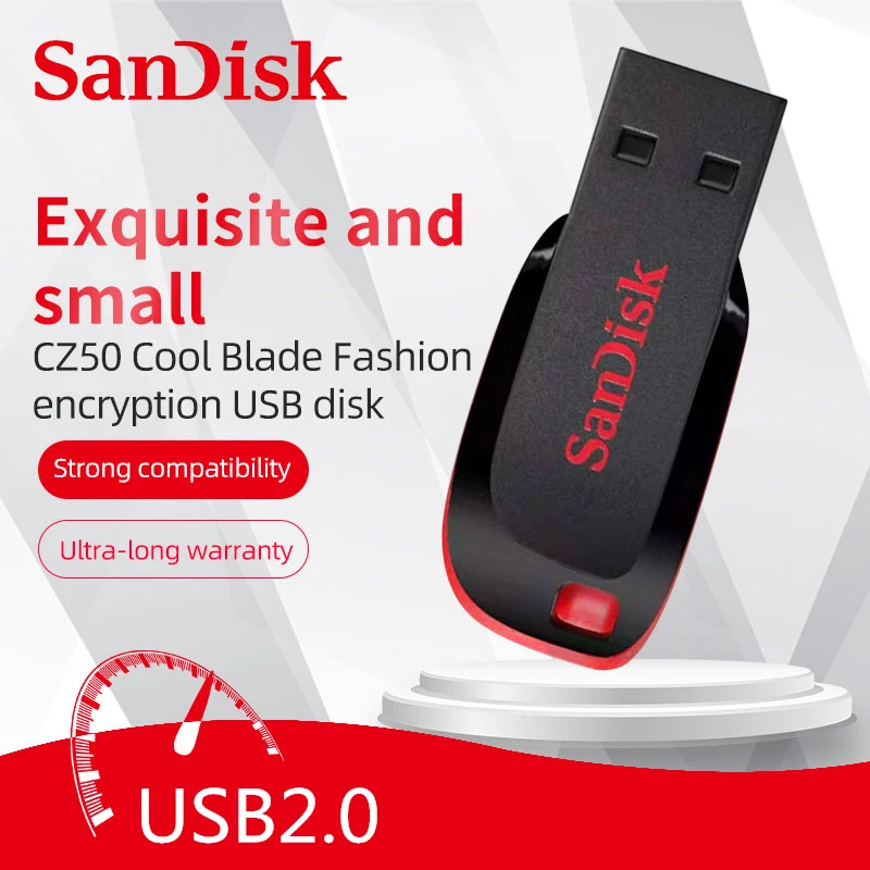 

SanDisk CRUZER BLADE USB FLASH DRIVE CZ50 USB 2.0 128G 64G 32G 16G 8G 4G mini Pen Drive PenDrive Support Official Verification