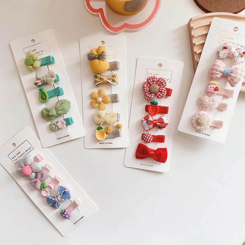 

5Pcs Baby Girls Barrettes Cute Bow Hairpin Toddlers Children Ponytail Flower Hair Clip Sweet Princess Hair Accessories Headwear