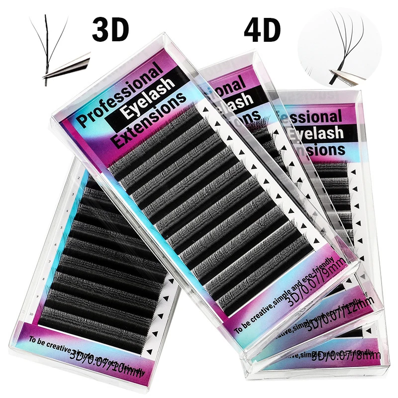

10 Rows/Box 3D/4D W Shape Clover YY Type Grafted False Eyelashes Individual Extension Tips Natural Thick Fake Eye Lashes 8-12mm