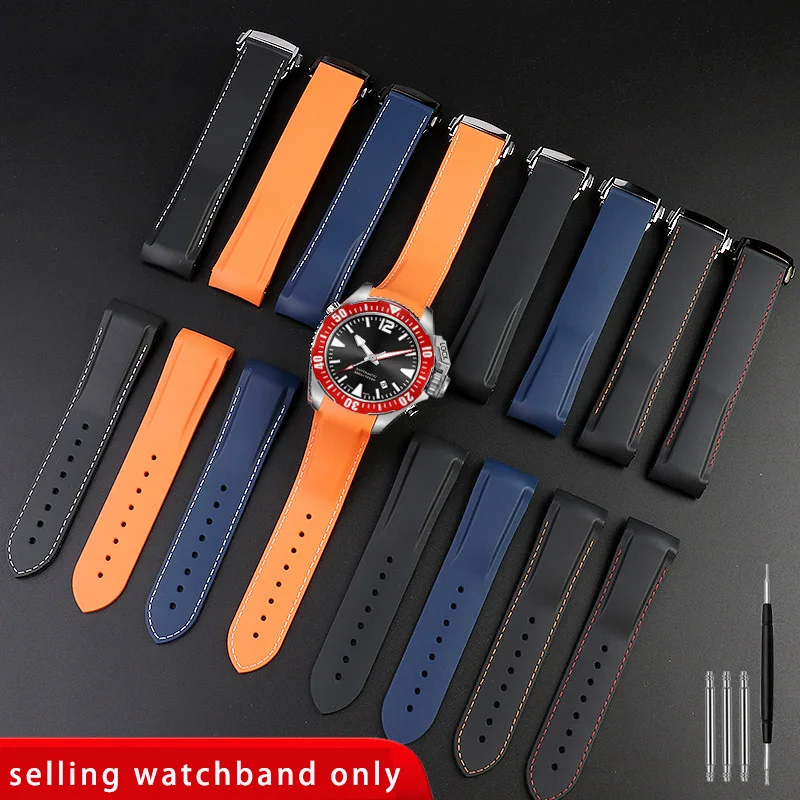 Браслет 20 мм 22 для силиконового ремешка Hamilton цвета хаки темно-синий резиновый