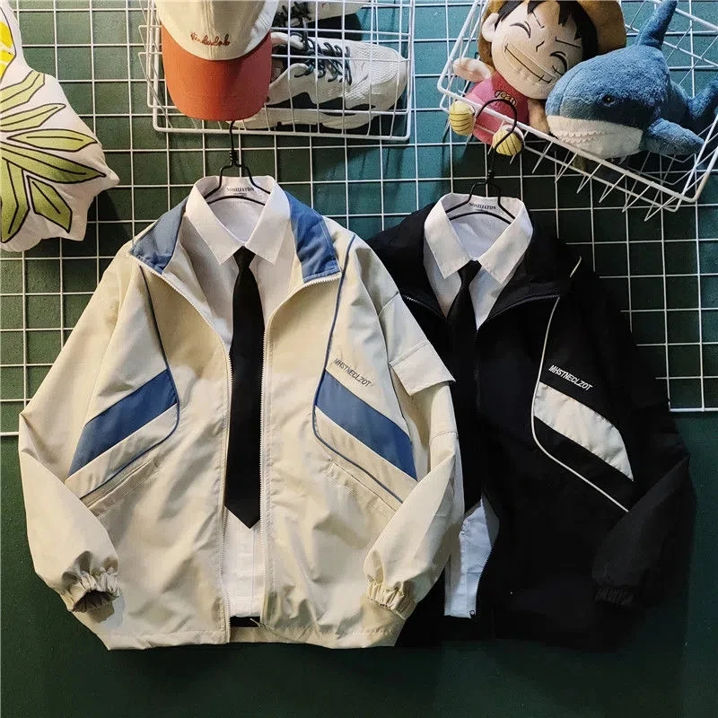 

Весенне-осенняя Модная брендовая спортивная куртка большого размера Cec для колледжа, Мужская свободная контрастная куртка, бейсбольная униформа в стиле Ins Harbor