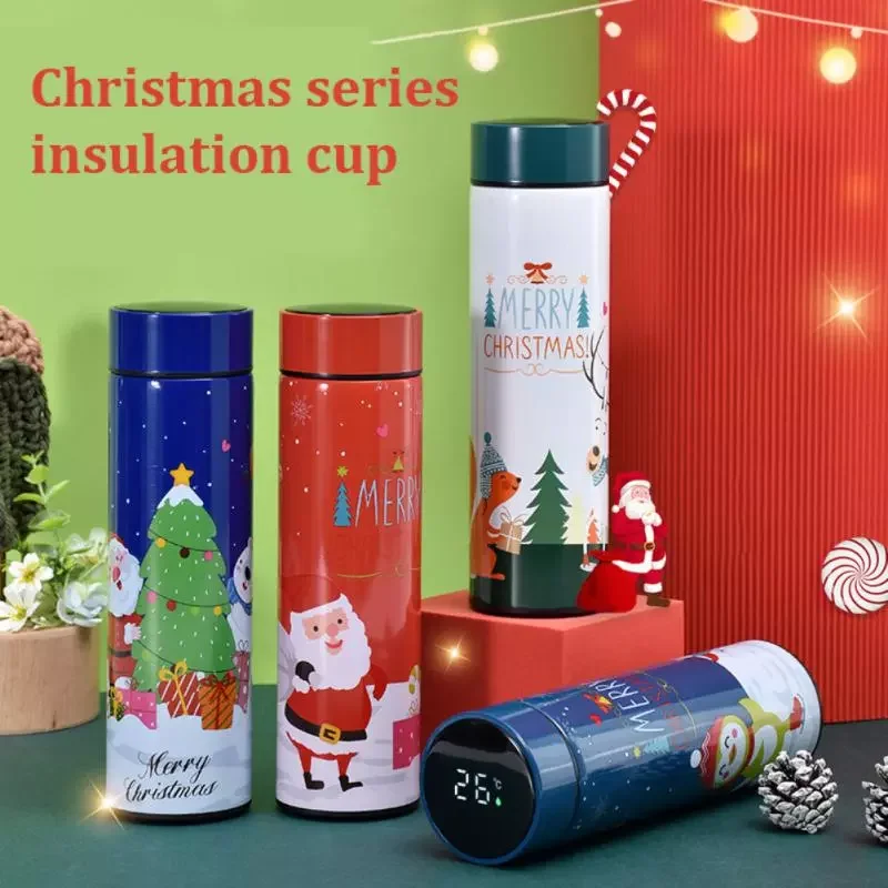 

500ML Intelligent Stainless Steel Thermos Temperature Display Smart Water Bottle Portable Christmas Decoration Thermos For Gifts
